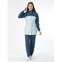 ZEEL Premium Colorblock Dark Teal Women Rain Jacket with Pant (Set of 2)