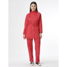 ZEEL Stylish Ladies Red Rain Jacket with Pant and Belt (Set of 3)