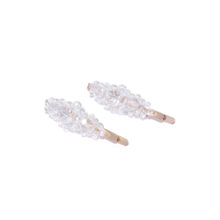 Blueberry Set Of 2 White Crystal Beads Detailing Hair Pins