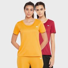 Clovia Comfort Fit Active Printed T-shirt Multi-Color (Pack of 2)