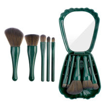 Matra 5-In-1 Mini Makeup Brush Set Mirror Case Shell Shape Travel Cosmetic Kit