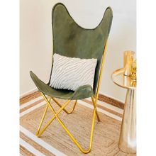 CasaGold Genuine Leather Butterfly Chair- Bottle Green