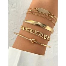 Yellow Chimes Set of 5 Gold-Toned Gold-Plated Link Bracelet