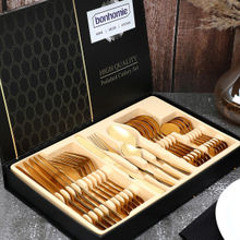 Bonhomie Gold Solid Stainless Steel Cutlery Set Pack of 24