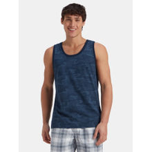 Jockey AM67 Navy Blue Men Cotton Blend Printed Tank Top