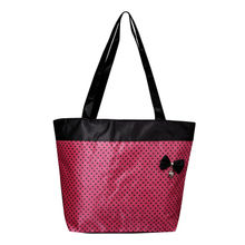 NFI Essentials Women's Pink & Black Satin Shopping Bag With Bow Design