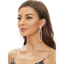 Yellow Chimes Silver Toned Crystal Studded Dangler Earrings