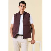 Allen Solly Men Maroon Solid Quilted Sleeveless Jacket
