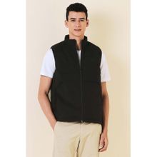 Allen Solly Men Black Solid Quilted Sleeveless Jacket