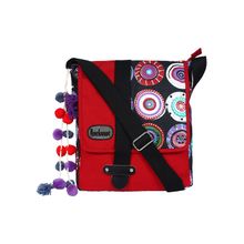 Anekaant Fancy Red & Black Canvas Messenger Bag