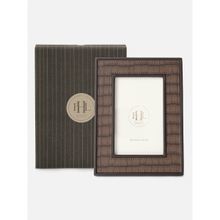 Pure Home + Living Brown Croco Texture Faux Leather Photo Frame