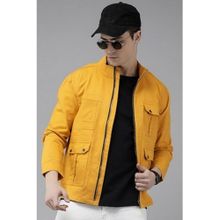 Voxati Men Yellow High Neck Denim Jacket