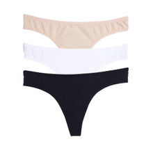 Leading Lady Everyday Cotton Low-rise Solid Thongs Pack Of 3 - Multi-Color