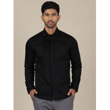 JB Studio Men Black Cotton Slim Fit Solid Party Shirt