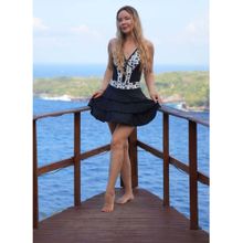 Keepfit Women's Typography & Black Contrast Swimsuit