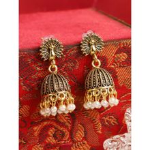Anika's Creations Traditional Antique Peacock Gold Plated Party Wear Alloy Jhumka