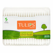 Tulips Cotton Ear Buds/ Swabs with White Paper Stick Box (200/ 400 Tips in a Box)