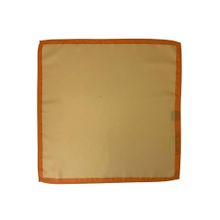 The Tie Hub Men Beige Microfiber Pocket Square with Rust Border
