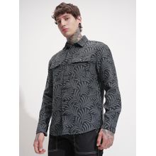 HIGHLANDER Men Grey Self Design Casual Shirt