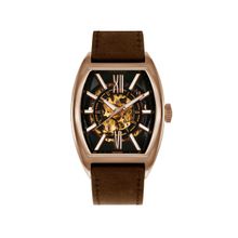 Aries Gold Infinum Cruiser Automatic 21 Jewels Rectangle Skeleton Dial Mens Watch - G 9018 RG-BK