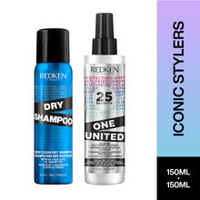 Redken Iconic Hair Styling Essentials Combo - Deep Clean Dry Shampoo & One United Leave-In Treatment