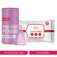 Sirona FDA Approved Reusable Menstrual Cup (Large Size) With Natural Intimate Wipes