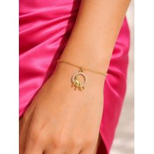 Digital Dress Room Gold Plated Cat Charm Lumba Bracelet