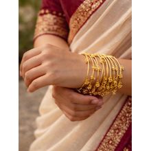 OOMPH Pack Of 8 Silver Gold Ghungroo Bangle For Women (2.6)