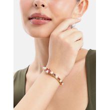 Estele Exquisite Gold Plated Red Lotus Pearl Kada