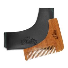 Man Arden Neem Wooden L Shaped Beard Comb With Premium Faux Leather Pouch