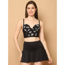 Cukoo Padded Floral Skirtini Swimsuit Black (Set of 2)