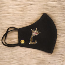Diya Aswani Black Personalised Mask Letter L With Queen Crown(1 pcs)