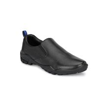 Hitz Men's Black Leather Slip-On Formal Shoes