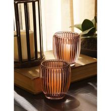 Pure Home + Living Maroon Glass Ribbed Tealight Holders