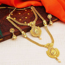 Sukkhi Traditional Gold Plated Wedding Jewellery Kundan Long Haram Necklace Set (NYKSUKHI00065)