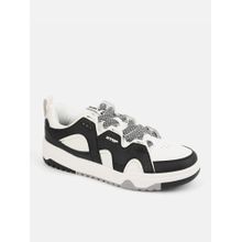 Xtep Classic Series Synthetic Leather Upper Skateboarding Shoes for Men, Black/Canvas White