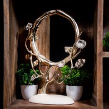 Gibox Forest View Vanity Floral Desing Aluminium Metal Gold Plated Round Mirror
