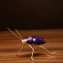 Gibox Brass Metal Purple Scarab Beetle Figurine Enamel Finish Table Accent