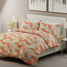 Boutique Living Alpha Geo Valatia 200 TC Cotton Orange Geometric King Bedsheet with 2 Pillow Covers