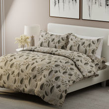 Boutique Living Alpha Geo Valatia 200 TC Cotton Beige Printed King Bedsheet with 2 Pillow Covers