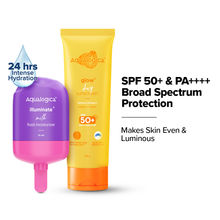 Aqualogica Glow+ Sunscreen & Illuminate+ Moisturizer Combo SPF 50+, Hydration