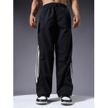 PRONK Parachute Pants For Men - Black With White Stripe