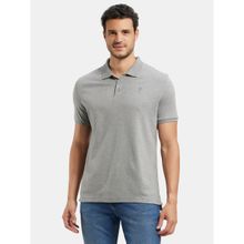 Jockey 3912 Men Super Combed Cotton Rich Solid Half Sleeve Polo T-Shirt-Grey Melange