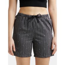 Jockey Rx15 Women's Cotton Woven Boxer Shorts With Side Pockets Black