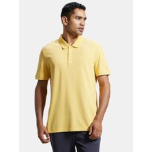 Jockey AM35 Men Super Combed Cotton Fabric Solid Polo T-Shirt - Corn Silk