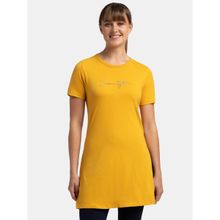 Jockey A142 Womens Cotton Printed Fabric Relaxed Fit Long Length T-Shirt-Golden Spice