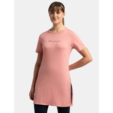 Jockey A142 Womens Cotton Printed Fabric Long Length T-Shirt - Brandied Apricot