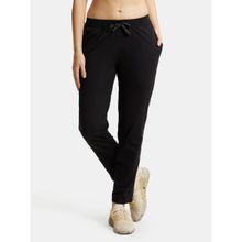 Jockey 1305 Womens Super Combed Cotton Rich Relaxed Fit Trackpants - Black