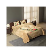 Synergized Cotton Crimson Hibiscus Radiance 300Tc King Sateen Bedsheet with 2 Pillow Covers