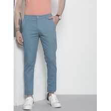 The Indian Garage Co Men Slim Fit Mid-Rise Solid Blue Chinos